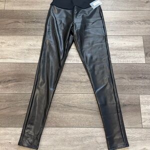 SPANX Red Hot Black Faux Leather Leggings